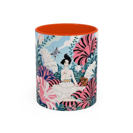 🌸🦋 The Enchanted Pink Blossom Retreat Colorful Mug – Art Deco Floral Whimsy