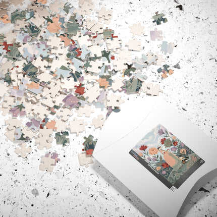 🌹🐈 The Lady And Puss In Boots Puzzle – Art Deco Floral Whimsy