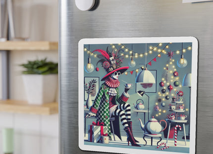 Whimsical Christmas Tea Party Die-Cut Magnets (5 Sizes)