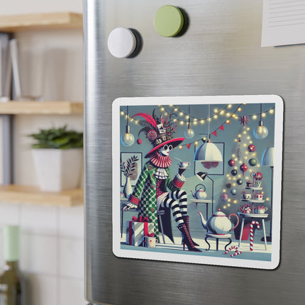 Whimsical Christmas Tea Party Die-Cut Magnets (5 Sizes)