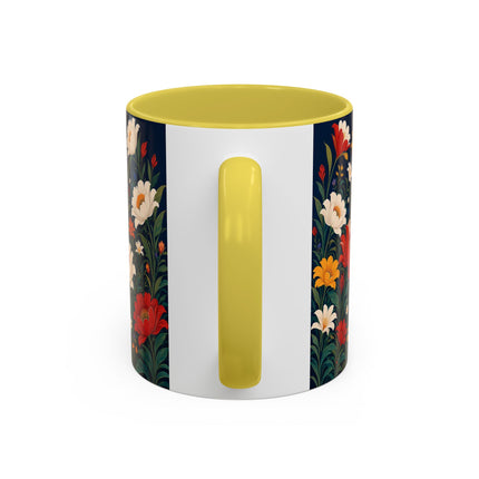 🌺🐦 The Enchanted Birdcage Garden Colorful Mug – Art Deco Floral Fantasy