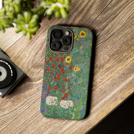 Farm Garden with Sunflowers by Gustav Klimt Phone Cases