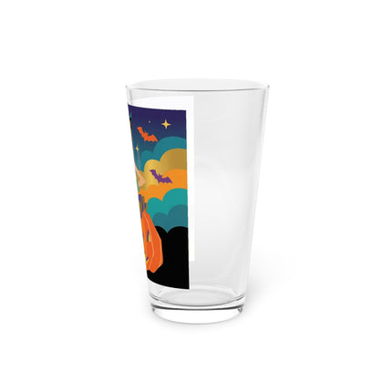 🌙🎃 The Witch Of Crescent Moon Pumpkin Glass, 16oz – Colorful Halloween Charm