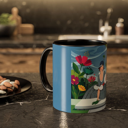 The Lady Of The Secret Garden Colorful Mugs – Art Deco Botanical Elegance