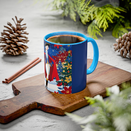🎭❄️ The Christmas Masquerade Lady Colorful Mug – Art Deco Holiday Fantasy