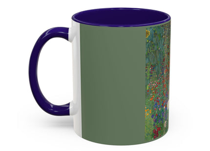 Farm Garden with Sunflowers by Gustav Klimt Colorful Mugs (11oz, 15oz)