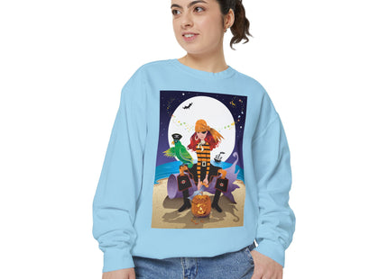 Moonlit Pirate Halloween Unisex Garment-Dyed Sweatshirt