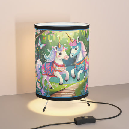 Baby Unicorns and Fluttering Butterflies Tripod Lamp
