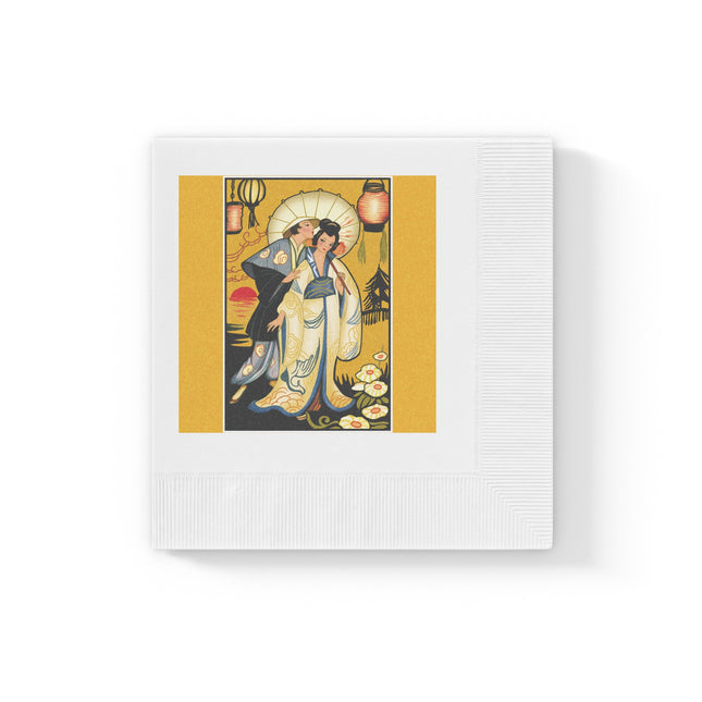 Golden Embrace White Coined Napkins