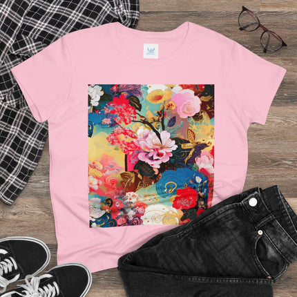 Women's Ethereal Irises Print Midweight Cotton Tee