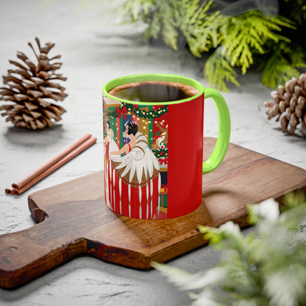 🎄💃 The Christmas Mirror Duet Colorful Mug – Art Deco Holiday Elegance