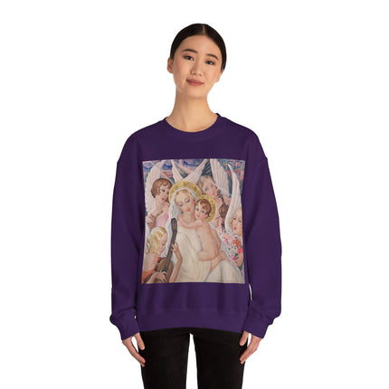Madonna with Child Surrounded by Musical Angels by Gerda Wegener Heavy Blend™ Crewneck Sweatshirt