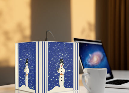 Snowman in Falling Snow Light Cube Lamp