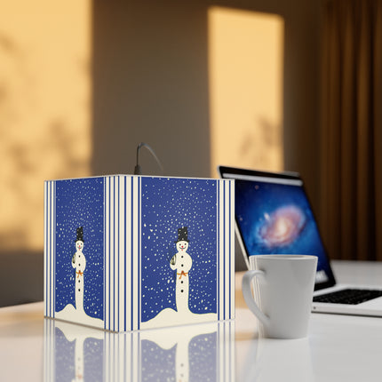 Snowman in Falling Snow Light Cube Lamp