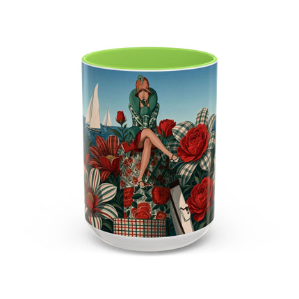 ⛵🌹 The Seaside Rose Traveler Colorful Mug – Art Deco Floral Elegance