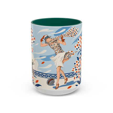 🌼🧡 The Polka Dot Wind Dancer Colorful Mug – Art Deco Fashion Whimsy