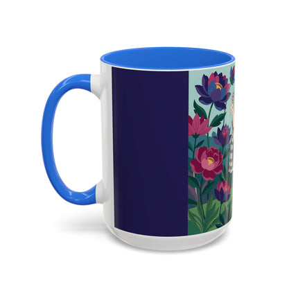 The Lady Of The Lotus Garden Colorful Mugs – Art Deco Botanical Elegance