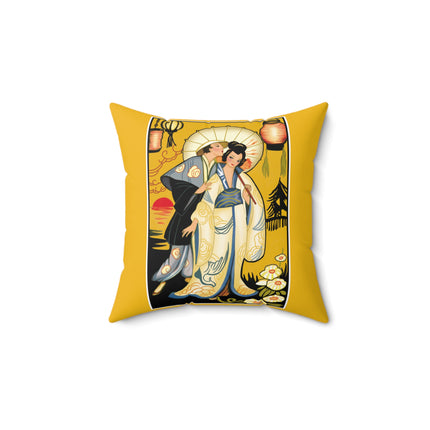 Golden Embrace Spun Polyester Square Pillow