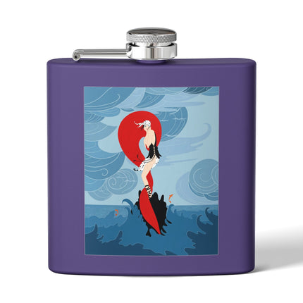 Siren of the Waves Stainless Steel Flask – Dramatic Sea Power & Bold Elegance