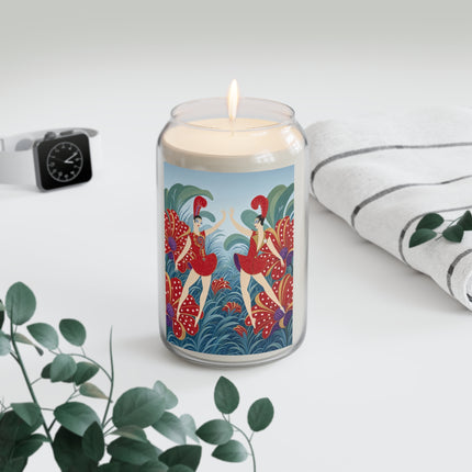 🎭🌺 The Scarlet Flower Garden Dancers Scented Soy Candle – Art Deco Floral Whimsy