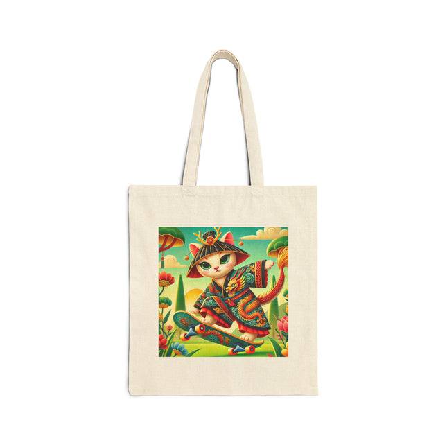 Dragon Dance on Wheels Cotton Canvas Tote Bag