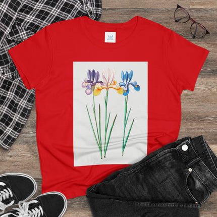 Women's Blue Iris Print Midweight Cotton Tee