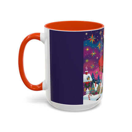 🎁✨ The Lady Of The Christmas Hatbox Colorful Mug – Art Deco Holiday Fantasy