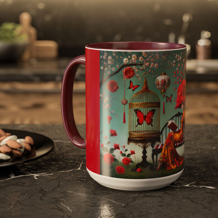 Reading in a Painted Garden Colorful Mugs (11oz, 15oz)