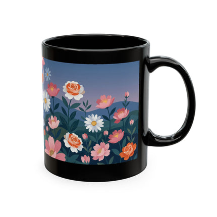 🌸🎭 The Lady Of The Floral Masquerade Garden Ceramic Mug – Art Deco Fashion Whimsy