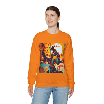 Black Cat in Kimono Unisex Heavy Blend™ Crewneck Sweatshirt