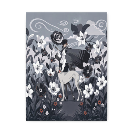 🖤🌸 The Greyhound Floral Promenade Placemat – Art Deco Monochrome Fashion