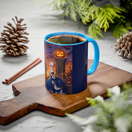 🎃💙 The Pumpkin Lantern Courtship Colorful Mug – Romantic Halloween Elegance