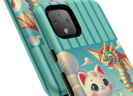 Geisha Kitten and the Dragon Kite Phone Cases