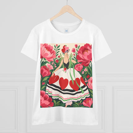❤️🌸 The Heart Garden Cotton Tee – Art Deco Floral Romance