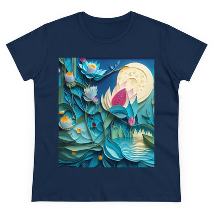 Ethereal Moonlit Lake Women's Midweight Cotton Tee