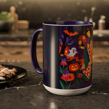 🌙🎃 The Moonlit Garden Masquerade Colorful Mug – Floral Halloween Charm
