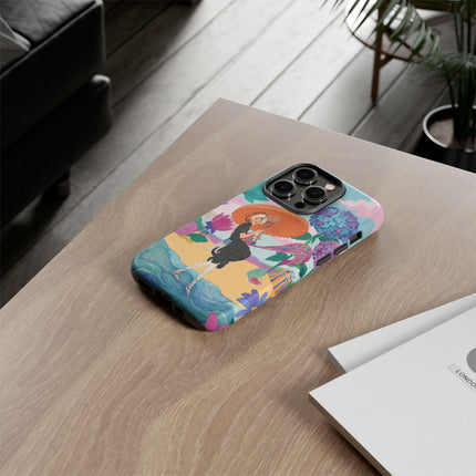 🌊☂️ The Lady Of The Flowered Seashore Phone Case – Art Deco Seaside Fashion