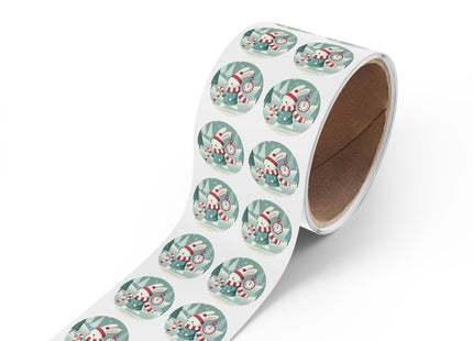 Candy Cane Timekeeper Bunny Round Sticker Label Rolls