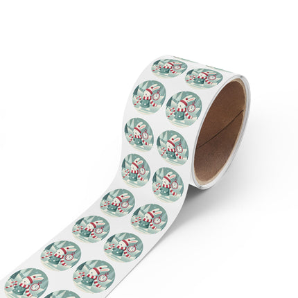 Candy Cane Timekeeper Bunny Round Sticker Label Rolls