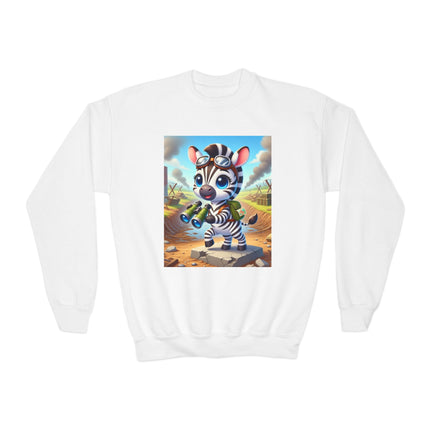Zebra Lookout Youth Crewneck Sweatshirt – Adventure, Curiosity & Explorer Spirit