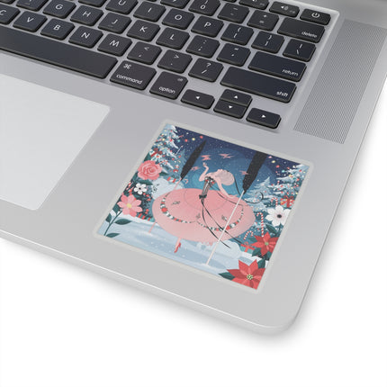 🎠❄️ The Christmas Carousel Dream Kiss-Cut Sticker – Art Deco Holiday Fantasy