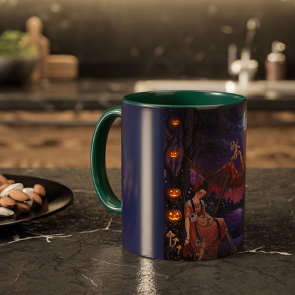 🌙🎃 Moonlit Mischief In The Pumpkin Grove Colorful Mug – Whimsical Halloween Fantasy