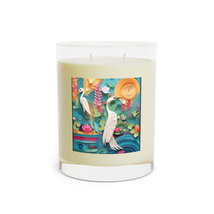 Elegant Egret Oasis Scented Candle - Full Glass, 11oz - The White Tea & Fig, The Lavender & Sage, and The Ocean Mist & Moss