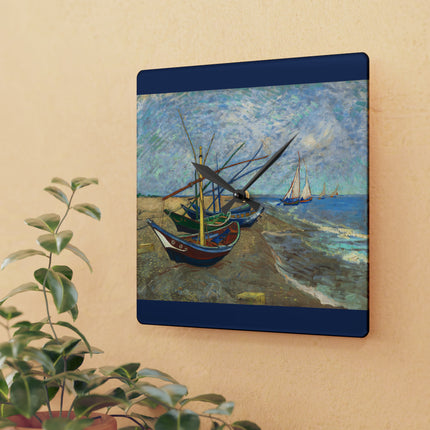 Fishing Boats by Vincent Van Gogh Acrylic Wall Clock, Round & Square