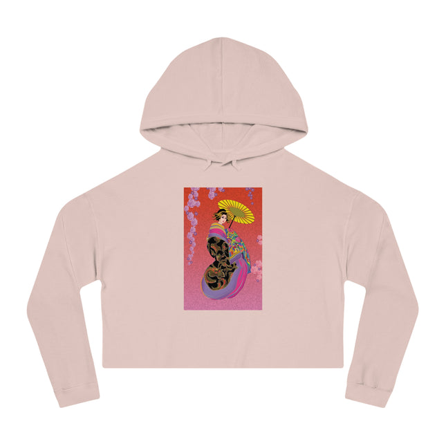Enchanting Geisha Cropped Hooded Sweatshirt