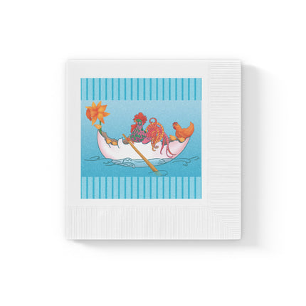 A Rooster's Seafaring Adventure White Coined Napkins