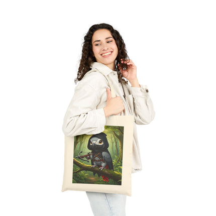 The African Grey Sentinel Cotton Canvas Tote Bag – Quiet Strength & Woodland Adventure