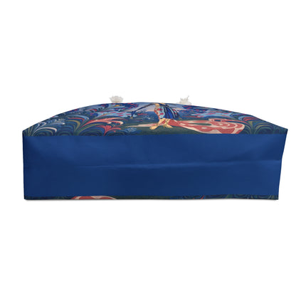 💙🌸 The Sapphire Polka Dot Garden Dancer Weekender Bag – Art Deco Floral Elegance