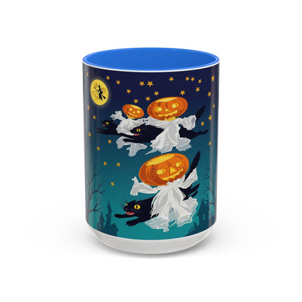 🐈‍⬛🎃 The Flying Black Cats Of Halloween Colorful Mug – Whimsical Storybook Charm