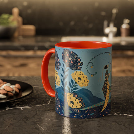 🌼🦋 The Enchanted Butterfly Garden Promenade Colorful Mug – Art Deco Floral Whimsy